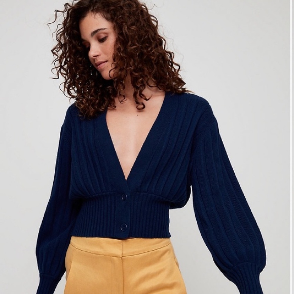 Aritzia Wilfred Thais Navy Cardigan